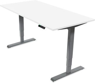 Desktopia Pro X - Elektrisch höhenverstellbarer Schreibtisch / Ergonomischer Tisch mit Memory-Funktion, 7 Jahre Garantie - (Weiß, 160x80 cm, Gestell Grau)