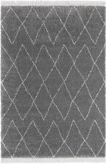 Hochflor Teppich Jade Dunkelgrau Creme - 120x170x3,5cm