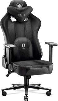 Diablo X-Player Gaming Stuhl Gamer Chair Bürostuhl Schreibtischstuhl Stoff 3D Armlehnen Ergonomisches Design Nacken/- Lendenkissen Schwarz King (XL)
