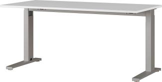 Amazon Marke - Alkove mechanisch höheneinstellbarer Schreibtisch Arlington, für ergonomisches Arbeiten, ideal für Home Office, in Lichtgrau/Silber, 160 x 88 x 80 cm (BxHxT)