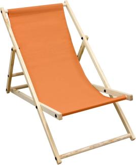 Liegestuhl klappbar aus Holz 3 Liegepositionen bis 120 kg Orange