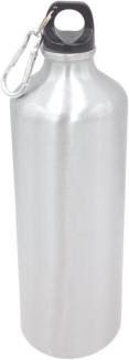 Aluminium Trinkflasche 1000ml farbig mit Karabiner Wasserflasche Sportflasche silber