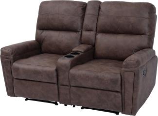 2er Kinosessel HWC-K17, Relaxsessel Fernsehsessel Sofa, Nosagfederung Getränkehalter Fach ~ Stoff/Textil braun