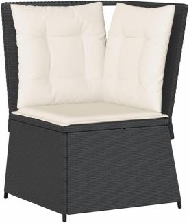 Garten-Ecksofa mit Kissen Schwarz Poly Rattan 368982