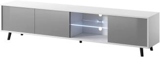 Selsey Galhad – TV-Lowboard Weiß Matt/Grau Hochglanz mit weißer LED-Beleuchtung 175 cm breit