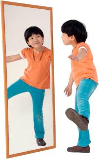 HenBea Kinder Spiegel mit Holz Rahmen, Kunststoff, beige, 120x 50cm