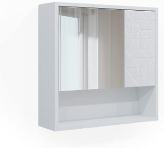 Vicco Spiegelschrank für Badezimmer Agasta weiß, Badschrank mit Ablage aus Holz