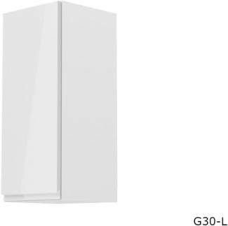 Schmaler Oberküchenschrank YARD G30, 30x72x32, weiß/weiß/Glanz, links