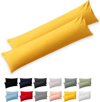 Blumtal Seitenschläferkissen Bezug 40 x 145 (2er Set Kissenbezüge) - Gelb - 100% Baumwolle, Oeko-Tex Zertifiziert, Kissenbezug für Seitenschläferkissen, Kissenhülle mit Reißverschluss