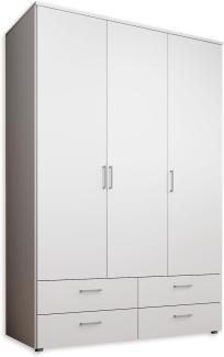 SPAZIO Kleiderschrank in Weiß - Vielseitiger Drehtürenschrank 3-türig für Ihr Schlafzimmer - 138 x 199 x 48 cm (B/H/T)