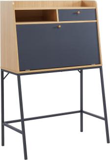 BAÏTA - Sekretär-Schreibtisch, 90 cm, Grau und Eichenoptik