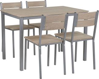 Essgruppe heller Holzfarbton / grau 4-Sitzer 110 x 70 cm BLUMBERG
