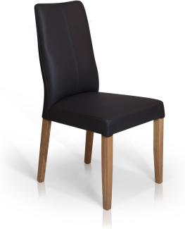 Möbel-Eins ADRIAN Polsterstuhl, Material Echtleder/Massivholz schwarz