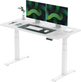 Flexispot E6 Elektrisch höhenverstellbarer Schreibtisch | Ergonomischer Steh-Sitz Tisch mit Memory Funktion | Beugt Rückenschmerzen vor & Macht produktiver (Weiß, Gestell Weiß, 140x70 cm)