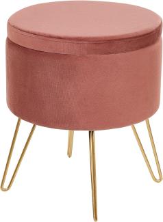 Pouf mit Stauraum Samtstoff rosa gold SILAS