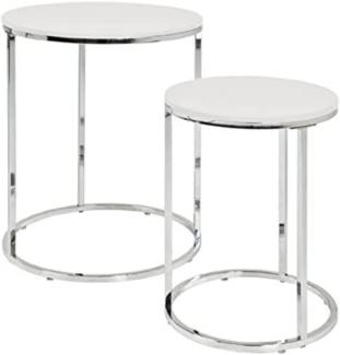 Haku Möbel 33384 2-Satz-Tisch Höhe: 40/50cm, Durchmesser: 30/40cm, Farbe: Chrom/Weiß