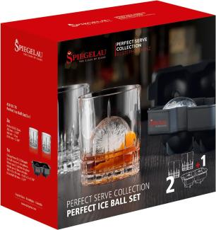 Spiegelau Perfect Serve Ice Ball Set, 2 DOF Tumbler + Eisball-Form, Glas, Transparent, 368 ml, 4500276
