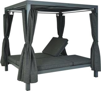 Lounge-Gartenliege HWC-J66, XL Sonnenliege Bali-Liege Doppelliege Outdoor-Bett, 10cm-Polster aus Olefin Alu ~ anthrazit