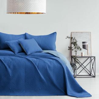 AmeliaHome Tagesdecke blau himmelblau 260x280 Bettüberwürf zweiseitig Ultrasonic Steppung Polyester Softa