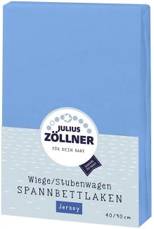 Julius Zöllner 8330013300 Jersey Spannbetttuch für Wiegen 90x40 und Stubenwagen, Farbe: blau