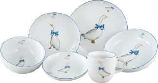 CreaTable 23539 Kombiservice Gänseglück für 2 Personen, Porzellan, weiß (1 Set, 10-teilig)