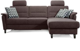 Cavadore Schlafsofa Palera mit Federkern / L-Form Sofa mit Bettfunktion / 244 x 89 x 164 / Stoff Braun