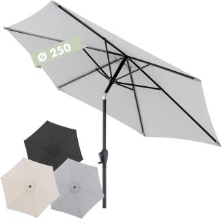 Doppler Sonnenschirm Jack 250cm in Hellgrau - Runder Sonnenschirm für Balkon & Terrasse - Schirm knickbar - Balkonsonnenschirm - Kurbelschirm - Gartenschirm mit Kurbelfunktion