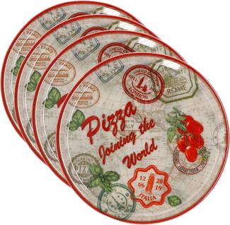4er Set Pizzateller Rom rot Ø 31,5 cm Servier-Platte XL-Teller Porzellan