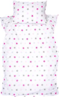 Amilian® Baby Bettwäsche Design: Sternchen groß rosa 100x135 cm (40x60 cm) Bettset Kinderbettwäsche