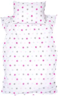 Amilian® Baby Bettwäsche Design: Sternchen groß rosa 100x135 cm (40x60 cm) Bettset Kinderbettwäsche