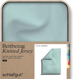 Schlafgut Knitted Jersey Bettwäsche | Bettbezug einzeln 155x220 cm | petrol-light