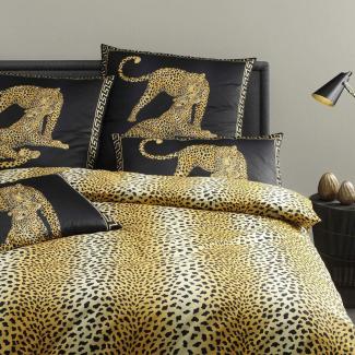 elegante Mako-Satin Bettwäsche Gepard Pair schwarz | Kissenbezug einzeln 40x40 cm