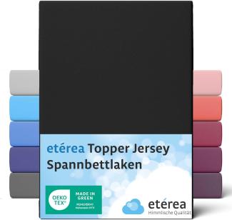etérea Jersey Topper Spannbettlaken Spannbetttuch Schwarz 180x200 - 200x200 cm
