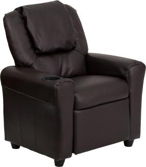 Flash Furniture Kids Recliner with Cup Holder, Leather, Brown LeatherSoft, Set of 1