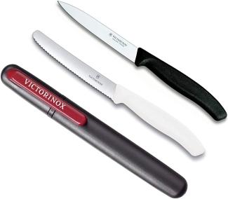 3-tlg. Victorinox Messer-Set Küchenmesser Tafelmesser Messerschärfer Set SwissClassic Schwarz Weiß Edition