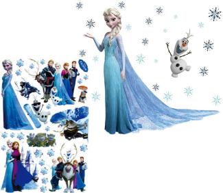 Kibi 2 PCS Wandaufkleber Babyzimmer Eiskönigin (Frozen) Wandsticker Frozen Disney für Kinderzimmer Living Room Removable Prinzessin Elsa Wandtattoo Kinderzimmer Frozen Olaf