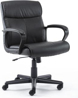 DUMOS Bürostuhl, Pu-Leder Office Chair, Drehstuhl mit 360° Drehbaren Rollen und Lendenwirbelstütze, Schreibtisch Stuhl, Chefsessel Geeignet für Büros, Zuhause und Andere Umgebungen (Schwarz)