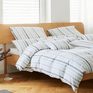 elegante Web-Seersucker Bettwäsche Pajamas grau sand | Kissenbezug einzeln 40x80 cm
