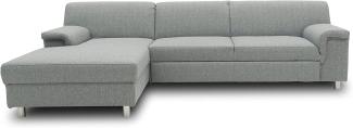 DOMO Collection Junin Ecksofa, Sofa in L-Form mit Schlaffunktion, Couch Polsterecke, Moderne Eckcouch, Silber, 150 x 251 cm