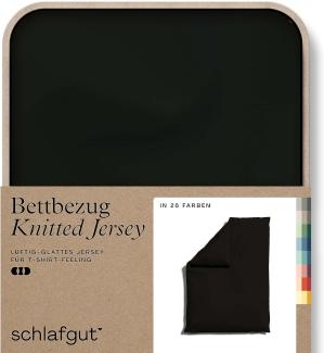 Schlafgut Knitted Jersey Bettwäsche | Bettbezug einzeln 155x220 cm | off-black