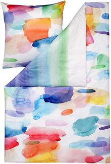 Estella Mako-Satin Wendebettwäsche Splash multicolor | 155x220 cm + 80x80 cm