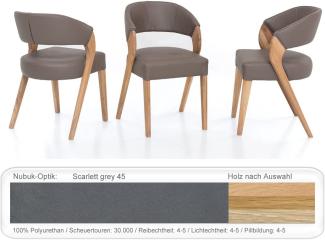 6x Stuhl Alani 1 Varianten Polsterstuhl Esszimmerstuhl Massivholzstuhl Eiche bianco geölt, Scarlett grey