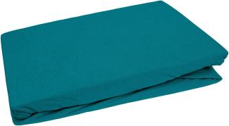 Bettwaesche-mit-Stil Jersey Spannbettlaken petrolblau 90 – 100 x200cm Höhe bis 30cm