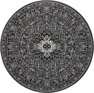 Orientalischer Kurzflor Teppich Skazar Isfahan Dunkelgrau - 160 cm Durchmesser