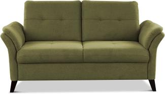 CAVADORE 2er Sofa Grönland / Skandinavische 2-Sitzer-Couch mit Federkern + Sitztiefenverstellung / 173 x 90 x 102 / Flachgewebe, Grün