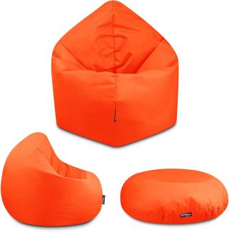 BuBiBag - 2in1 Sitzsack Bodenkissen - Outdoor Sitzsäcke Indoor Beanbag in 32 Farben und 3 Größen - Sitzkissen für Kinder und Erwachsene (125 cm Durchmesser, Neonorange)