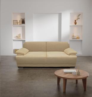 DOMO Collection Boxspringsofa Telos / 2er Sofa mit Boxspringfederung / zeitlose Couch mit breiten Armlehnen / Maße: 186/96/80 cm (B/T/H) / Farbe: beige (hell)