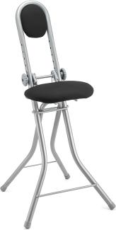 Ribelli® Stuhl mit Verstellbarer Rückenlehne, für Küche, Büro, Küche, Stuhl, höhenverstellbar, ca. 102 x 46,5 x 10 cm, Silber/schwarz