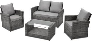 SVITA ROMA Polyrattan Set Sitzgruppe Lounge Tisch Garnitur Gartenmöbel Grau