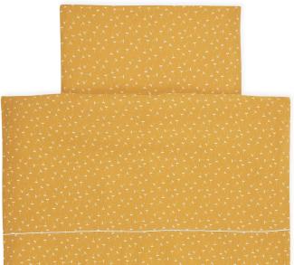 KraftKids Bettwäsche-Set Musselin gelb Pusteblumen aus Kopfkissen 40 x 60 cm und Bettdecke 135 x 100 cm, Bettbezug aus Baumwolle, handgearbeitete Bettwäsche gefertigt in der EU